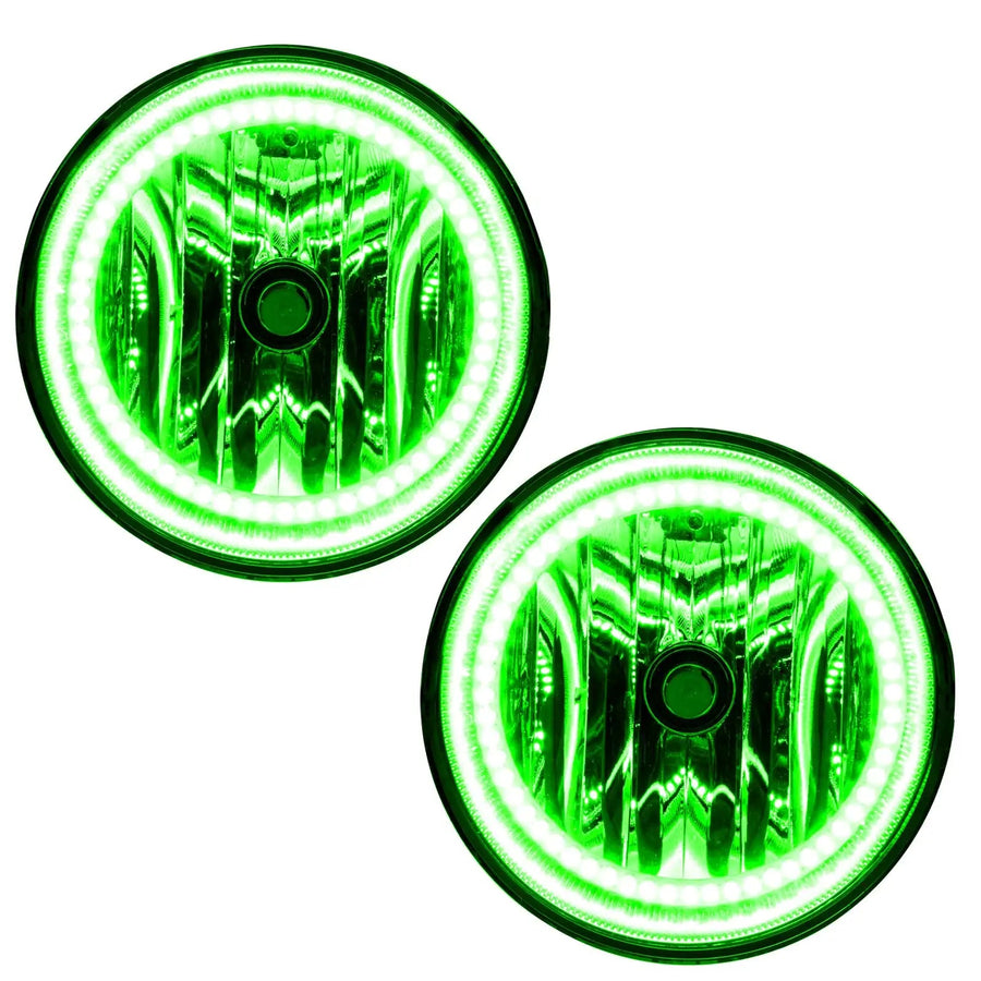 2007-2013 Toyota Tundra Pre-Assembled Halo Fog Lights with green LED halo rings.