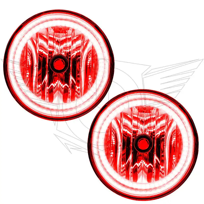 2008-2016 Toyota Sequoia Pre-Assembled Halo Fog Lights with red LED halos.