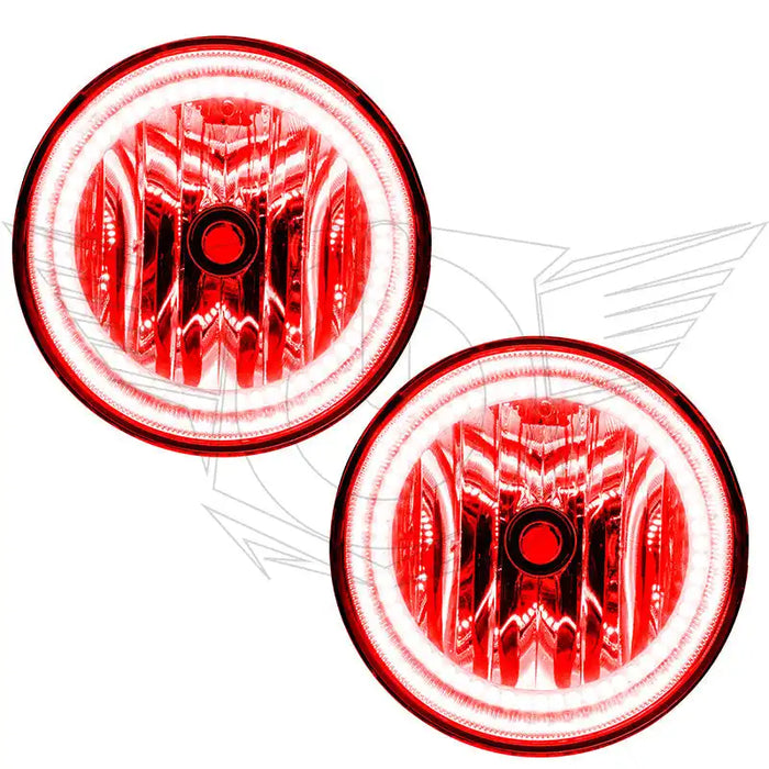 2008-2016 Toyota Sequoia Pre-Assembled Halo Fog Lights with red LED halos.