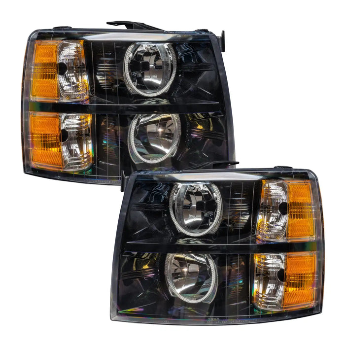 2007-2013 Chevrolet Silverado Pre-Assembled Halo Headlights - Black Housing