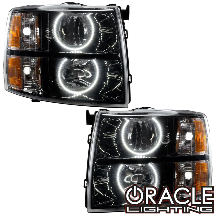 2007-2013 Chevrolet Silverado Pre-Assembled Halo Headlights - Black Housing