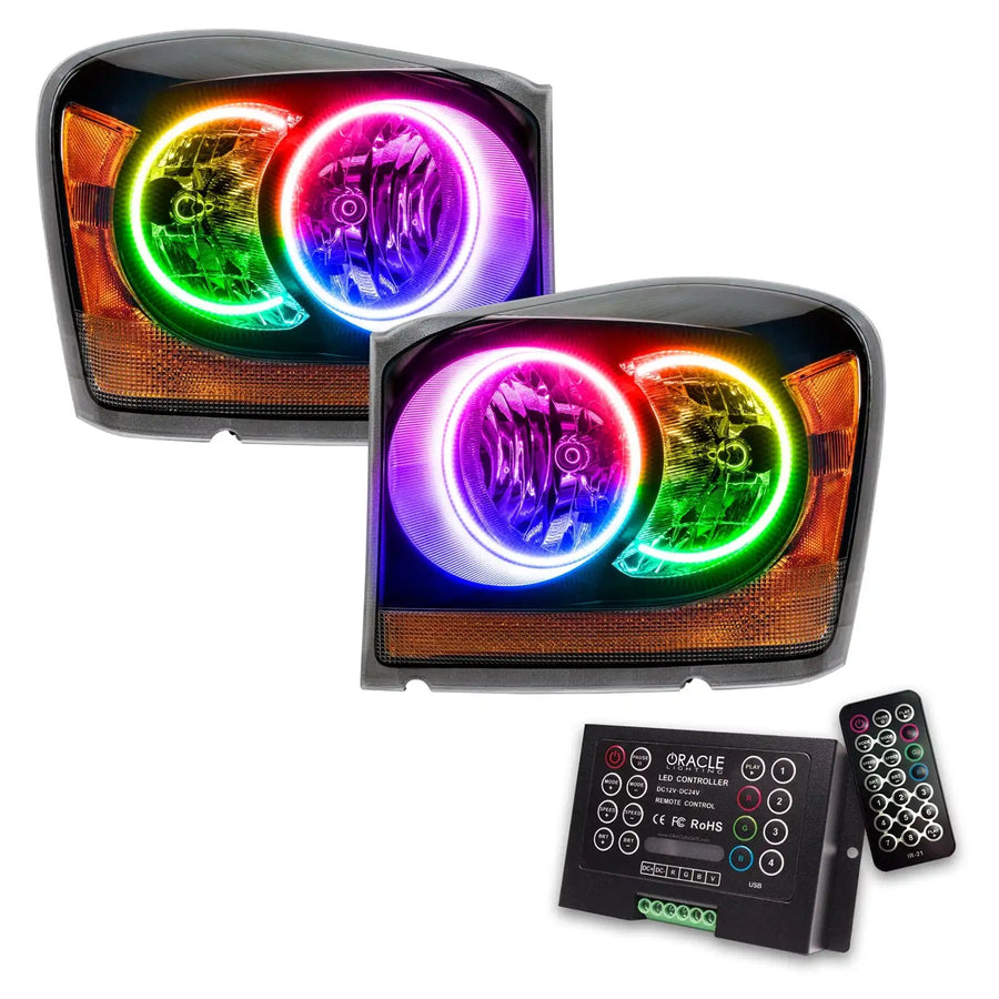 2004-2006 Dodge Durango Pre-Assembled Halo Headlights - Black Housing with 2.0 Controller.