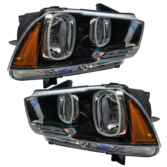 2011-2014 Dodge Charger Pre-Assembled Halo Headlights - Non HID - Black Housing
