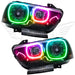 Dodge Charger headlights with ColorSHIFT LED halo rings.