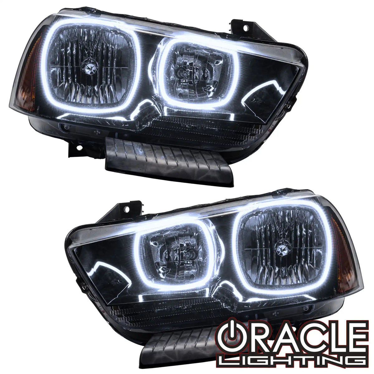 ORACLE Lighting 2011-2014 Dodge Charger Pre-Assembled Halo Headlights - Non HID - Black Housing - SMD / White