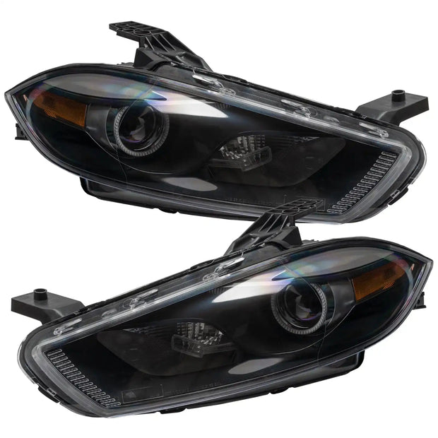 2013-2014 Dodge Dart Pre-Assembled Headlights - Black Housing (HID Style)
