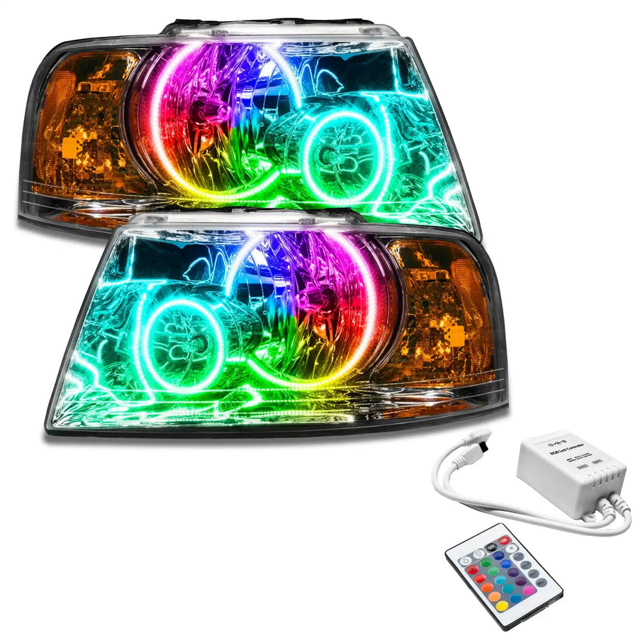 2003-2006 Ford Expedition Pre-Assembled Headlights - Chrome with Simple Controller.