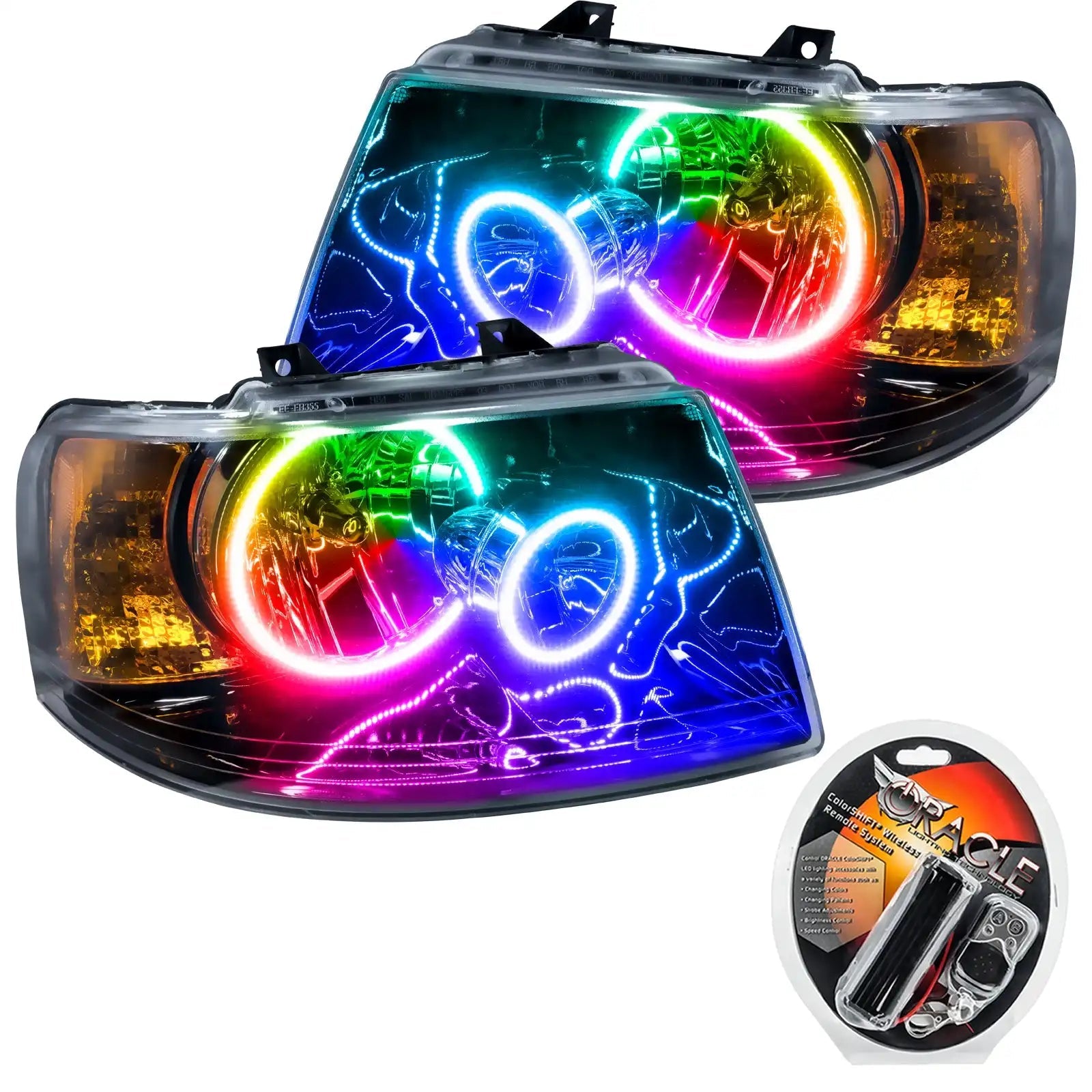 SCITOO Front Headlights Assembly For 2003-2006 Ford Expedition – Pair, Black Housing, DOT