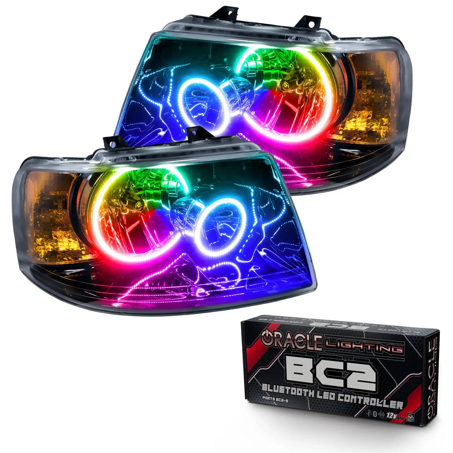 ORACLE Lighting 2003-2006 Ford Expedition Pre-Assembled Halo Headlights - Black Housing