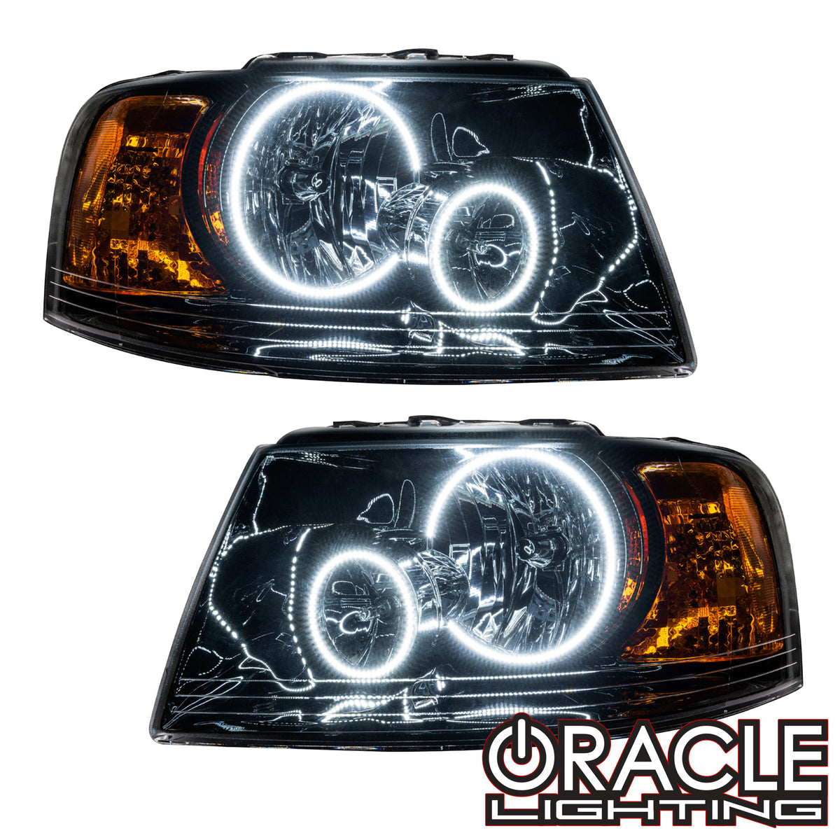 2003-2006 Ford Expedition Pre-Assembled Halo Headlights - Black
