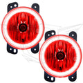 Jeep Wrangler JK fog lights with red LED halo rings.