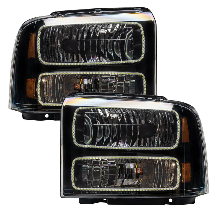 2005-2007 Ford F-250/F-350 Super Duty Pre-Assembled Halo Headlights - Black Housing