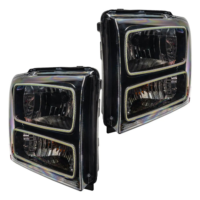 2005-2007 Ford F-250/F-350 Super Duty Pre-Assembled Halo Headlights - Black Housing