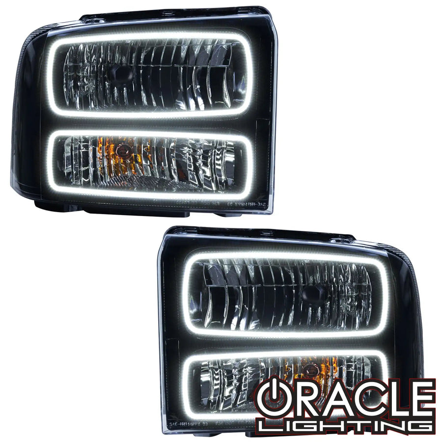 2005-2007 Ford F-250/F-350 Super Duty Pre-Assembled Halo Headlights - Black Housing
