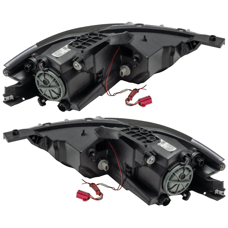 Rear view of 2013-2016 Dodge Dart Pre-Assembled Halo Headlights - Black Housing (Halogen Style)