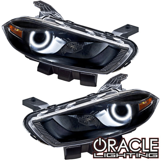 2013-2016 Dodge Dart Pre-Assembled Halo Headlights - Black Housing (Halogen Style)
