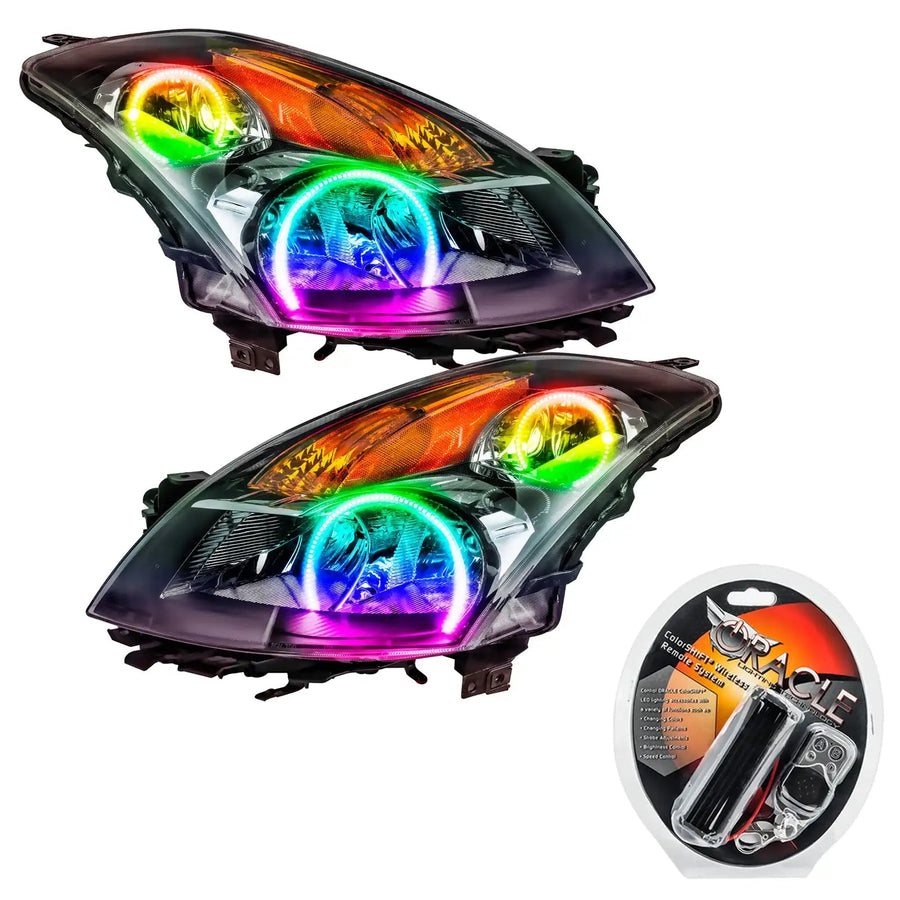 2007-2009 Nissan Altima Sedan Pre-Assembled Halo Headlights - Black Housing (Halogen) with RF Controller.