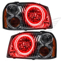 2001-2004 Nissan Frontier Pre-Assembled Halo Headlights with red LED halo rings.