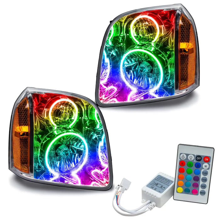 Pair Headlights For 2007-2014 GMC Yukon Denali XL1500 XL2500 – Left+Right, Chrome Housing, Halogen
