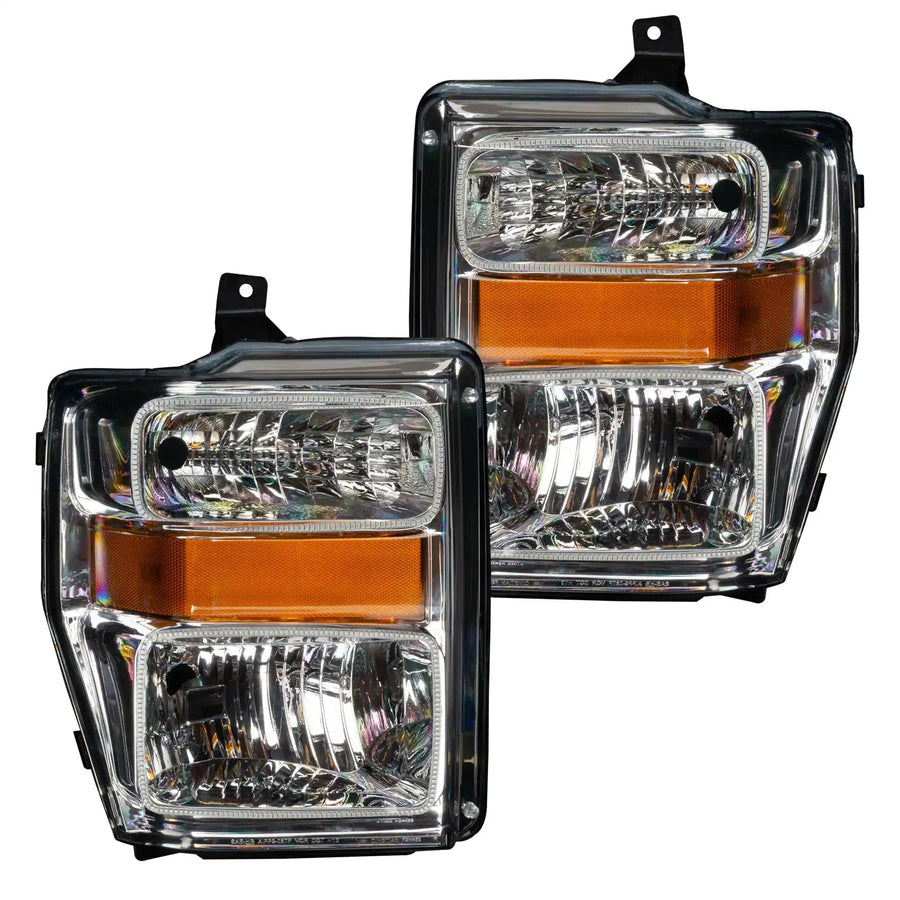 2008-2010 Ford F-250/F-350 Super Duty Pre-Assembled Halo Headlights - Chrome Housing