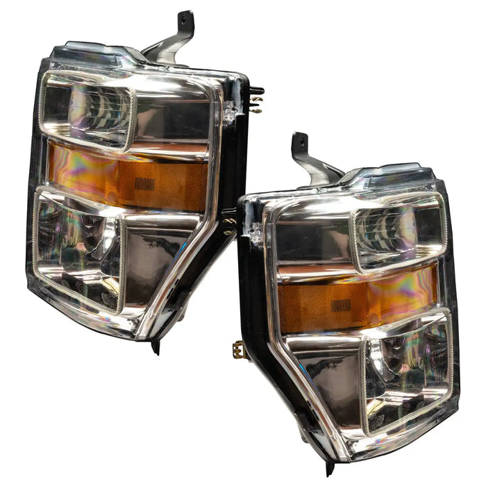 2008-2010 Ford F-250/F-350 Super Duty Pre-Assembled Halo Headlights - Chrome Housing