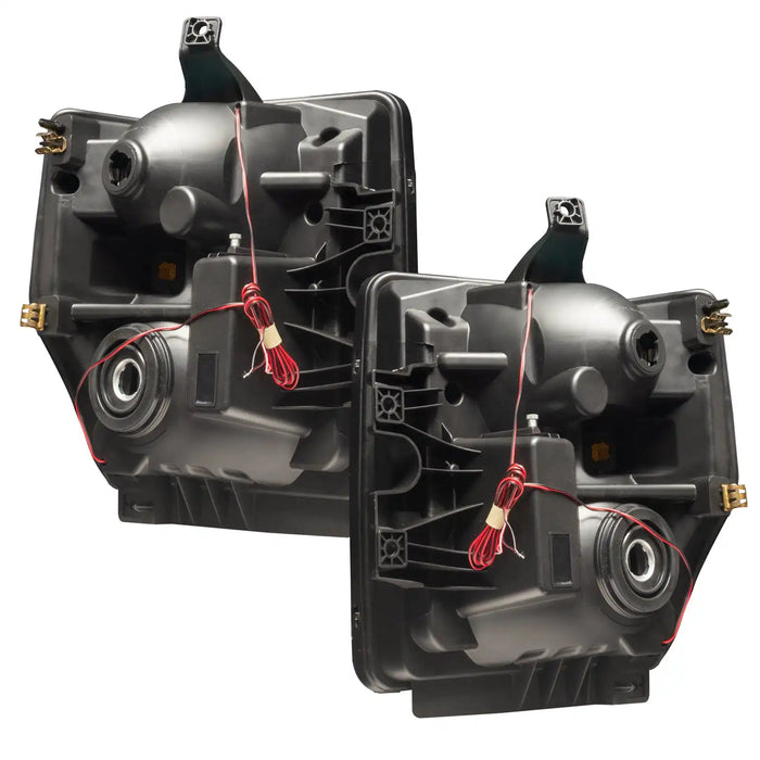 Rear view of 2008-2010 Ford F-250/F-350 Super Duty Pre-Assembled Halo Headlights - Chrome Housing
