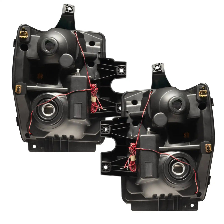 Rear view of 2008-2010 Ford F-250/F-350 Super Duty Pre-Assembled Halo Headlights - Chrome Housing