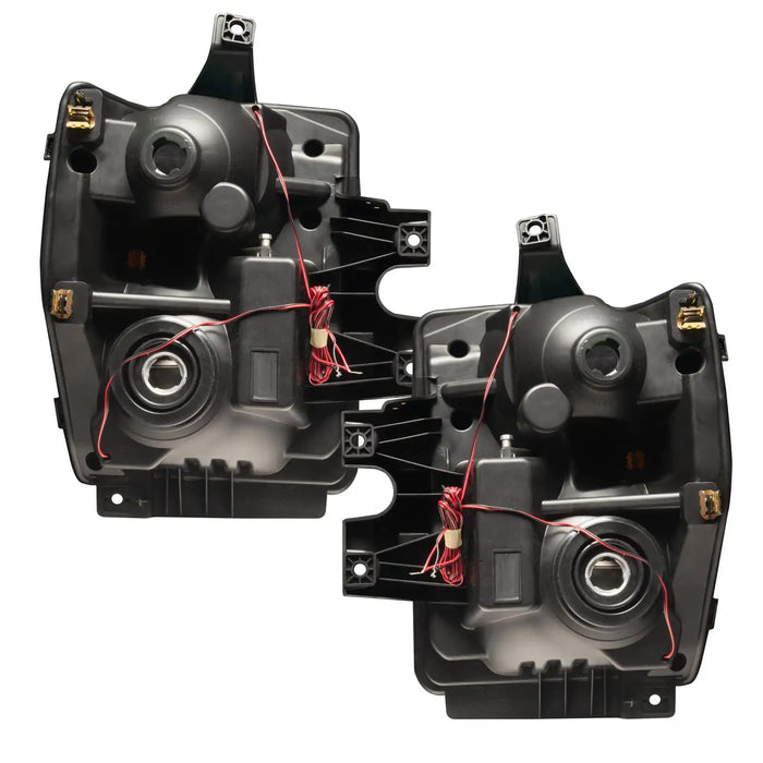 Rear view of 2008-2010 Ford F-250/F-350 Super Duty Pre-Assembled Halo Headlights - Chrome Housing