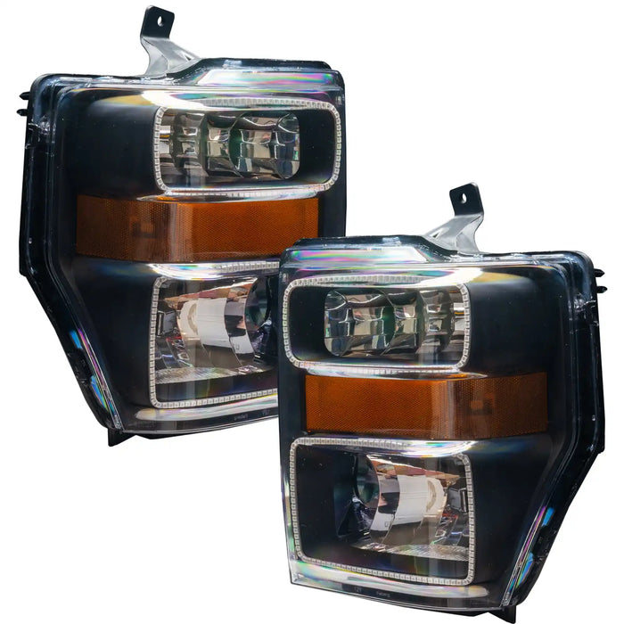 2008-2010 Ford F-250/F-350 Super Duty Pre-Assembled Halo Headlights - Black
