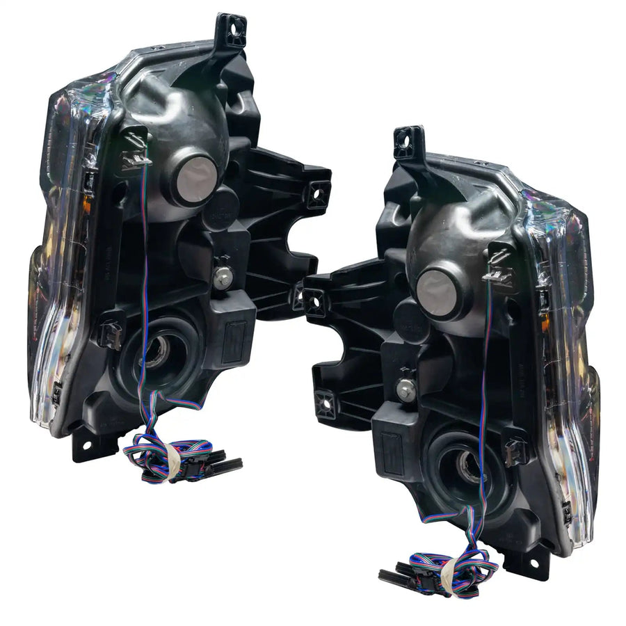 Rear view of 2008-2010 Ford F-250/F-350 Super Duty Pre-Assembled Halo Headlights - Black