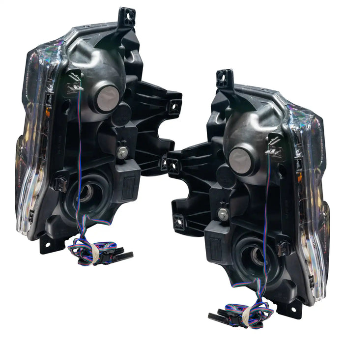 Rear view of 2008-2010 Ford F-250/F-350 Super Duty Pre-Assembled Halo Headlights - Black