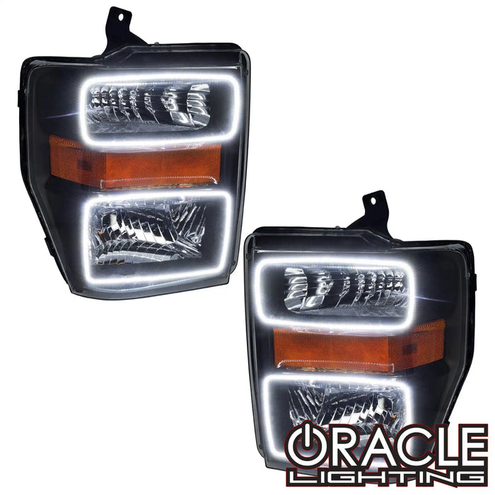 2008-2010 Ford F-250/F-350 Super Duty Pre-Assembled Halo Headlights - Black