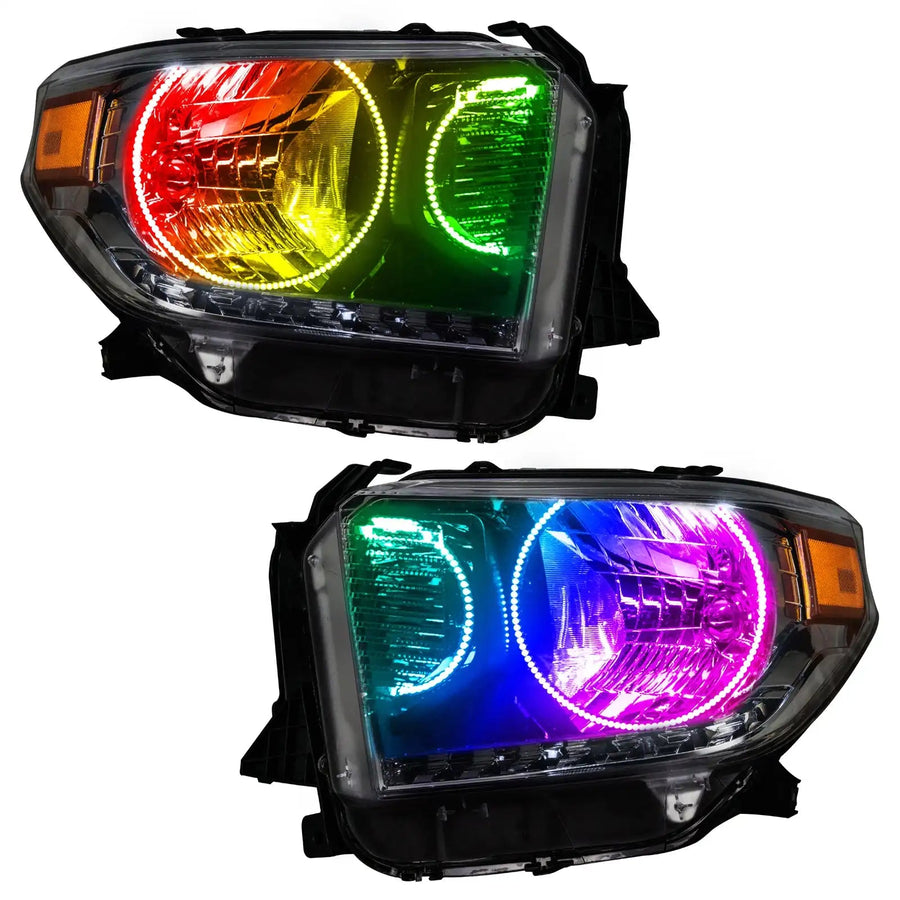 Toyota tundra pre-assembled headlights with colorshift halos
