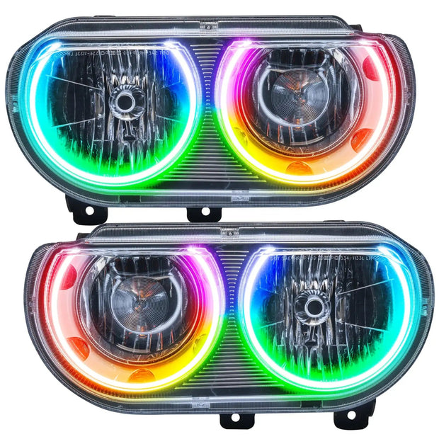 2008-2014 Dodge Challenger Pre-Assembled Headlights-Chrome-(Non-HID) Dynamic ColorSHIFT