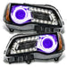 Chrysler 300C Pre-Assembled Headlights with blue halo rings.