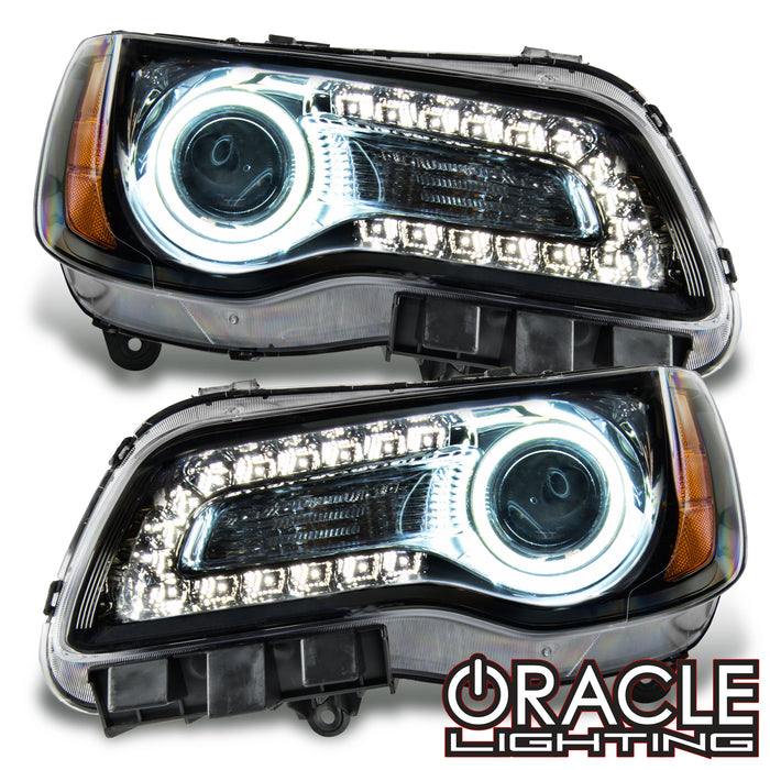 2011-2014 Chrysler 300C NON HID Pre-Assembled Headlights - Black Housing