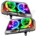 2008-2013 Dodge Avenger RT Pre-Assembled Halo Headlights - Black Housing with ColorSHIFT LED halo rings.