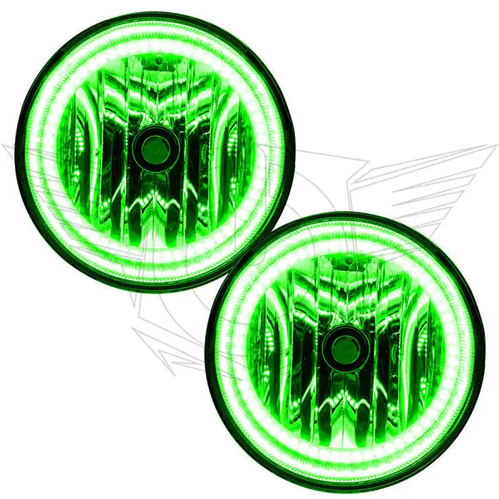 2008-2011 Ford Ranger Pre-Assembled Halo Fog Lights with green LED halo rings.