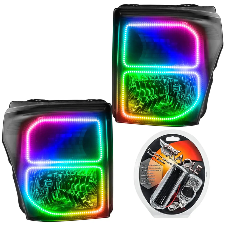 2011-2016 Ford F-250/F-350 Super Duty Pre-Assembled Headlights - Black with RF Controller.