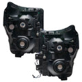 Rear view of 2011-2016 Ford F-250/F-350 Super Duty Pre-Assembled Headlights - Black