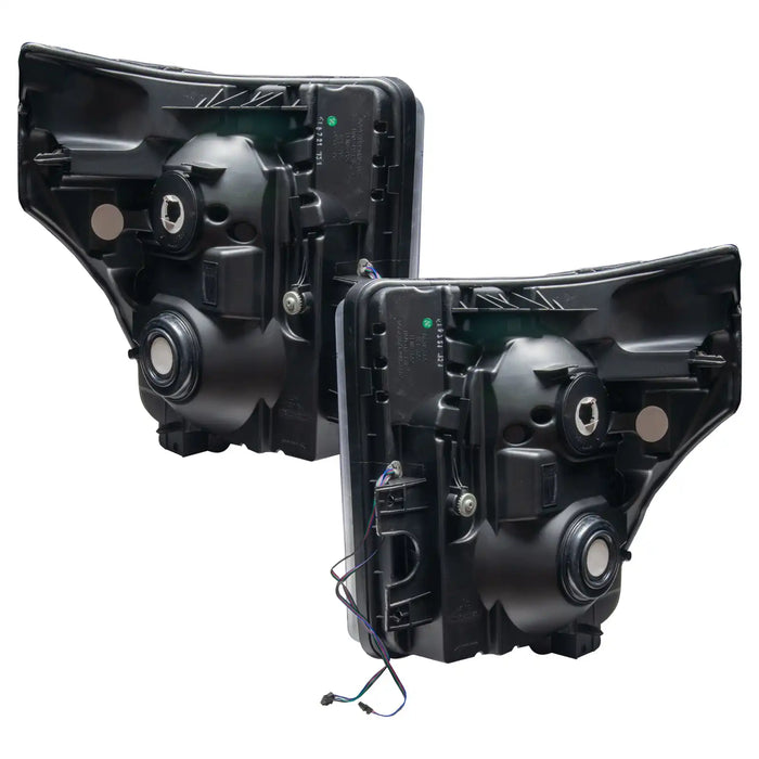 Rear view of 2011-2016 Ford F-250/F-350 Super Duty Pre-Assembled Headlights - Black