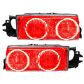 1991-1996 Chevrolet Caprice Pre-Assembled Halo Headlights with red LED halo rings.
