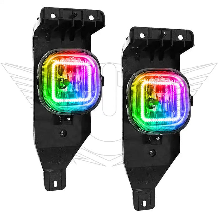 Ford Super Duty fog lights with ColorSHIFT LED halo rings.