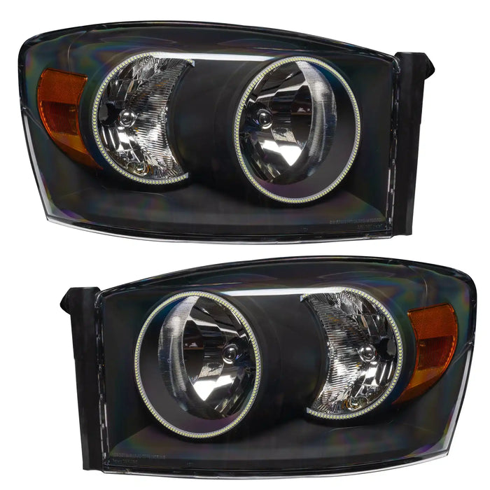 2007-2008 Dodge Ram Pre-Assembled Halo Headlights - Black