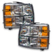 2007-2013 Chevrolet Silverado Pre-Assembled LED Square Style Halo Headlights - (Chrome Housing)