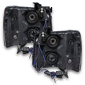 Rear view of 2007-2013 Chevrolet Silverado Pre-Assembled LED Square Style Halo Headlights - (Chrome Housing)
