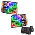 2007-2013 Chevrolet Silverado Pre-Assembled LED Square Style Halo Headlights - (Chrome Housing) with 2.0 Controller.