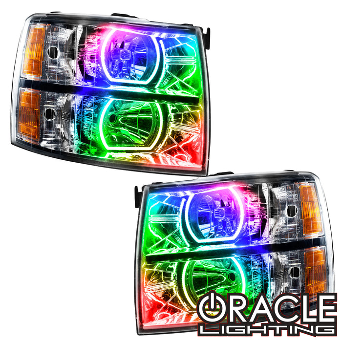 ORACLE Lighting 2007-2013 Chevrolet Silverado Pre-Assembled LED Square Style Halo Headlights - (Chrome Housing)