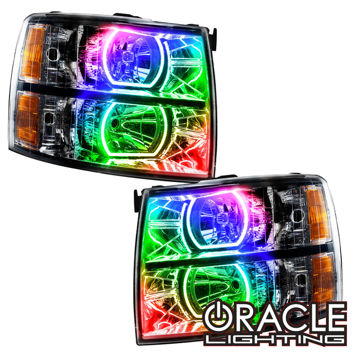 ORACLE Lighting 2007-2013 Chevrolet Silverado Pre-Assembled LED Square Style Halo Headlights - (Black Housing)