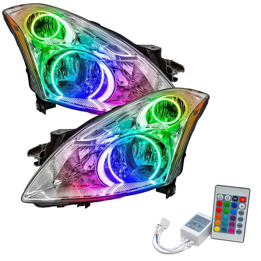 2010-2012 Nissan Altima Sedan Pre-Assembled LED Halo Headlights with Simple Controller.